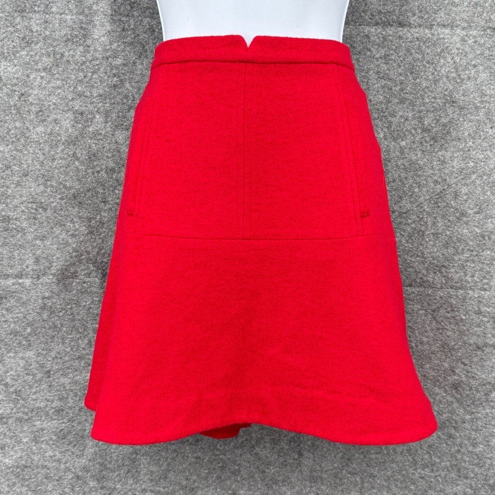 Meadow Rue Red A-Line Mini Skirt UK 16 US 12 EU 44 Wool Blend Anthropology